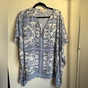 Michael Kors Blue and White Floral Tunic Top.
